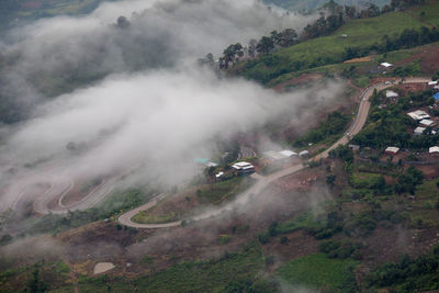 High angle view of cars on road