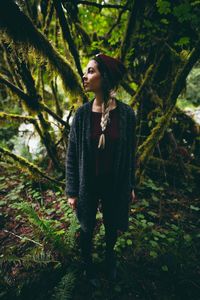 Portrait of woman in forest