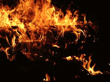 Close-up of bonfire at night