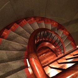 High angle view of spiral stairs