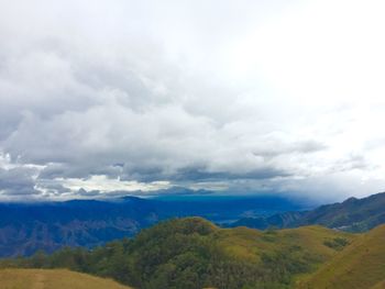 Scenic view of landscape against cloudy sky