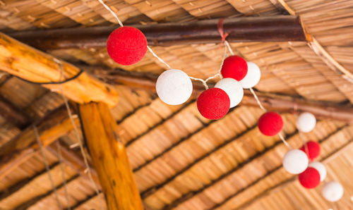 High angle view of heart shape decoration on table