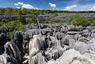 Panoramic shot of rocks im ankarana reserve against sky