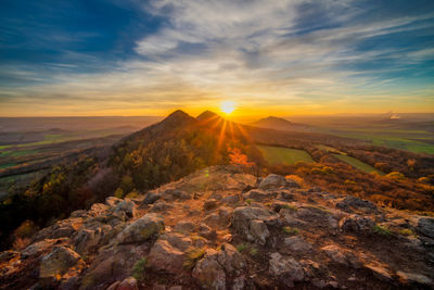 Scenic view of landscape against sky during sunset