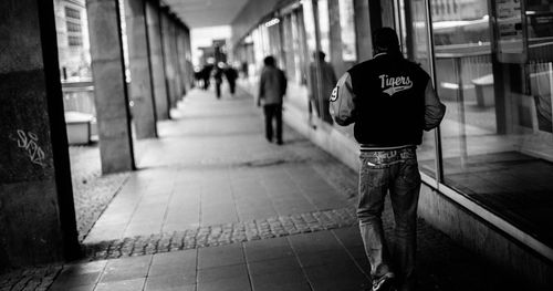 Woman walking in city