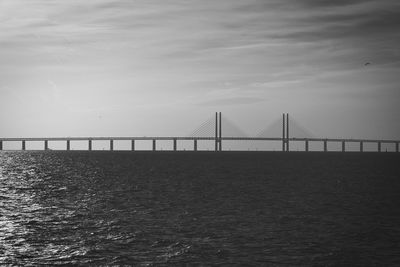 View of oresunds bridge between sweden and denmark.