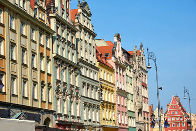 The beautiful multi colored houses at the market square in wroclaw, poland