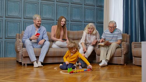 Children playing with toy blocks