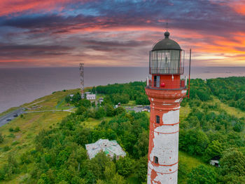 Beautiful limestone cliff on pakri peninsula, estonia with the historic lighthouses.