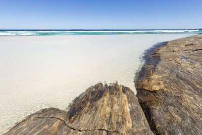 Scenic view of sea against clear sky