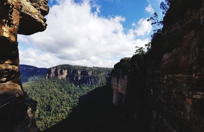 Panoramic view of rock formations against sky
