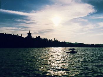 Scenic view of sea against sky during sunset