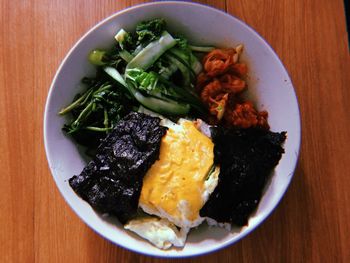 High angle view of meal served in plate