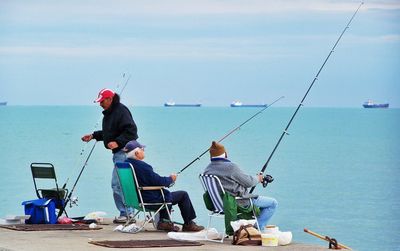 People on boat in sea