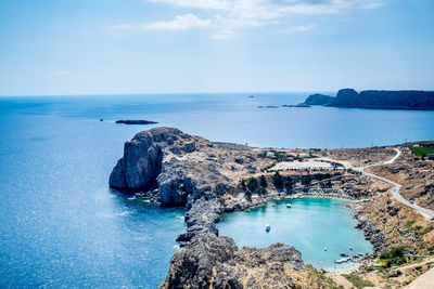 Scenic view of sea against blue sky