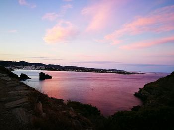 Scenic view of sea at sunset