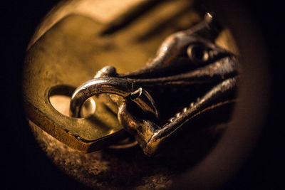 Close-up of metal against black background