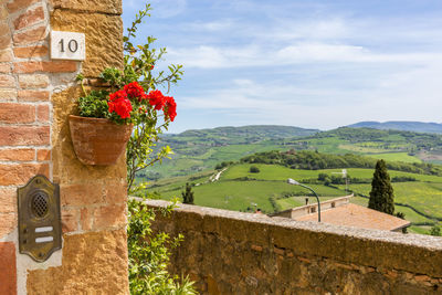 Scenic view of green landscape against sky