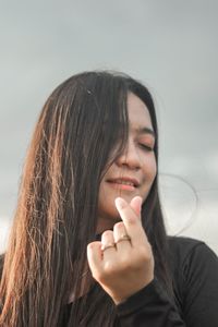 Close-up of beautiful young woman