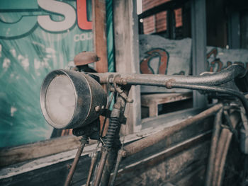 Close-up of rusty bicycle