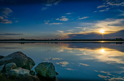 Scenic view of sunset over river