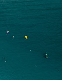 High angle view of boats in the sea