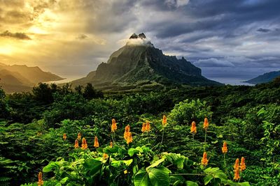 Scenic view of mountains against sky