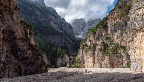 Scenic view of rocky mountains against sky