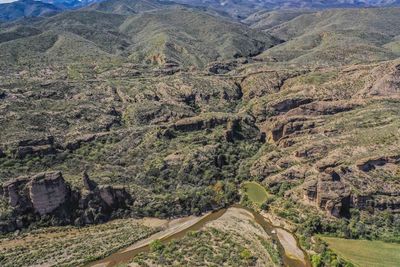 High angle view of road along landscape