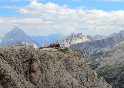 Panoramic view of rocky mountains against sky