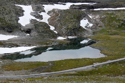 Scenic view of frozen river during winter