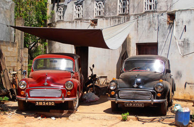 Vintage car on street in city