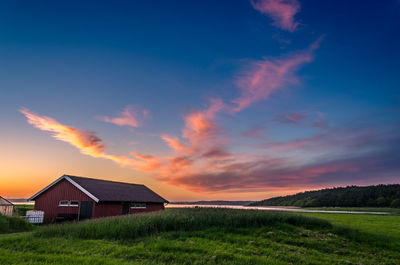 Scenic view of field against sky during sunset