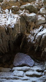 Close-up of rock formation in cave