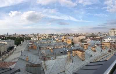 High angle view of townscape against sky