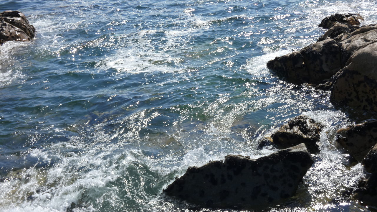 SEA WAVES SPLASHING ON ROCK