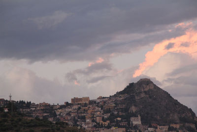 Low angle view of townscape against sky