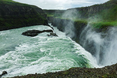 Scenic view of waterfall