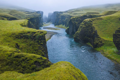 Scenic view of waterfall