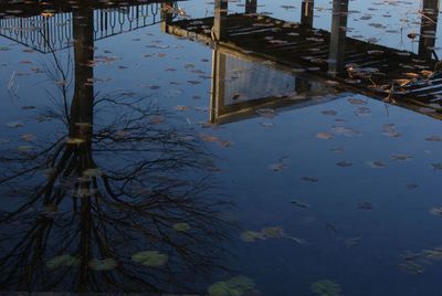 Reflection of built structure in lake