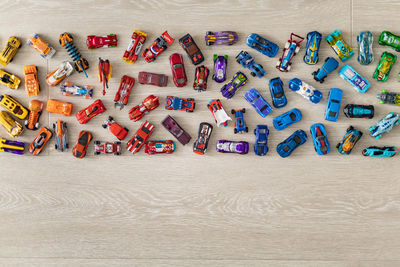 Directly above shot of toy cars