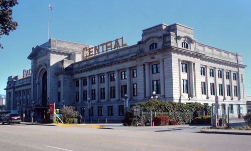 View of historic building against blue sky