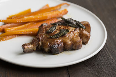 Close-up of meat in plate