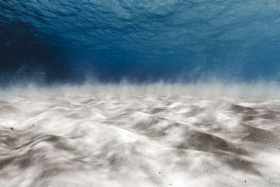Underwater view of a beach in the canary islands