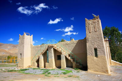 Low angle view of historic building against cloudy sky