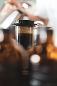 Close-up of coffee cup on table