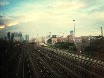 Railroad tracks in city
