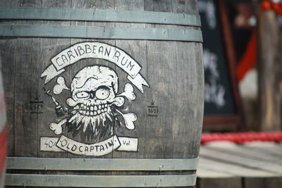 Close-up of text on wall