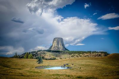 View of mountain against cloudy sky