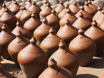 Close-up of earthenware pots